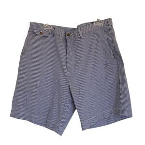 Polo Ralph Lauren Mens Seersucker Flat Front Shorts Size‎ 38 Blue White Stripes
